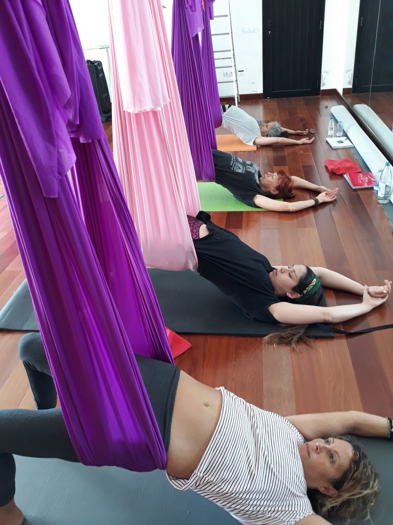 Aerial yoga class